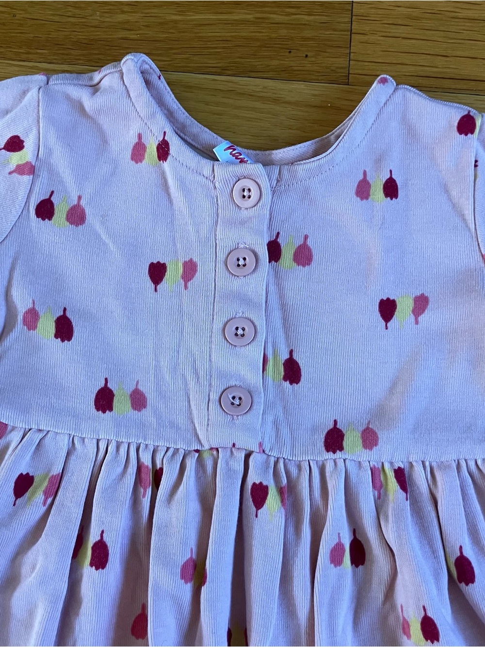 Hanna Andersson Pink Blue Floral Cotton 3-Button Long Sleeve Play Dress 90 3T - Picture 9 of 16
